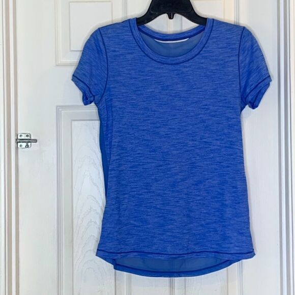 Lululemon Beat The Heat Short Sleeve Heathered Pipe Dream Blue Size 6 - Picture 1 of 7